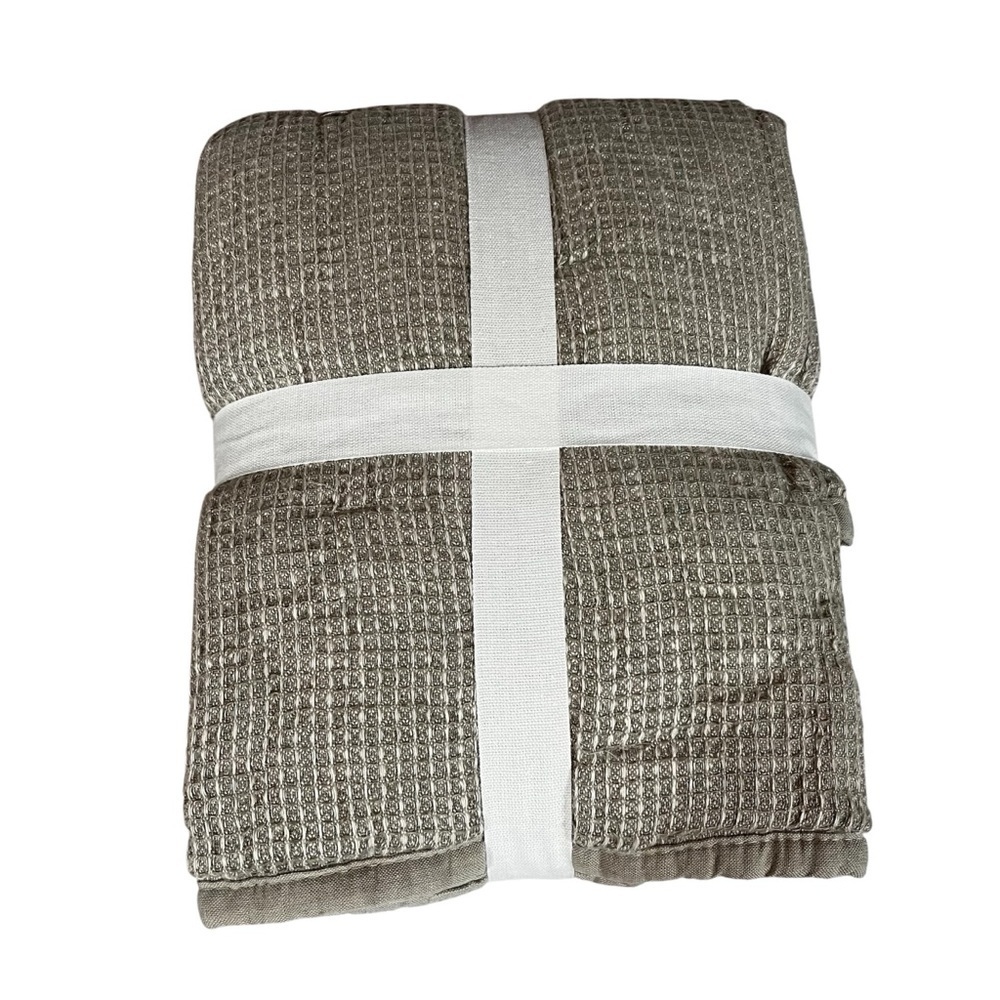Pottery Barn NEW Set of Two Belgian Flax Linen Waffle Weave Pillow Shams King - Picture 5 of 10